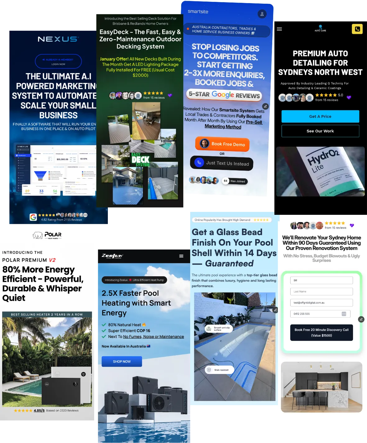 Landing pages built to sell your service